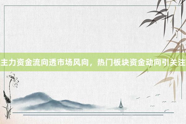 主力资金流向透市场风向，热门板块资金动向引关注