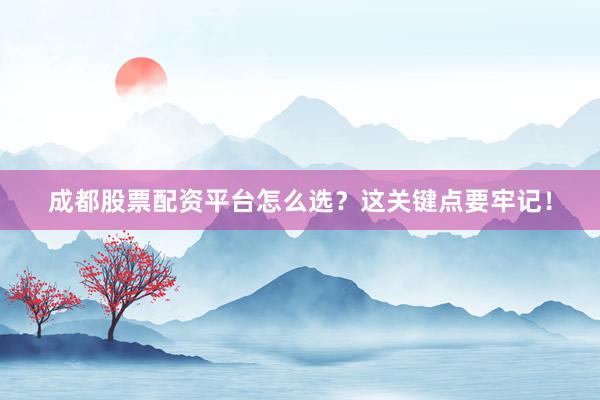 成都股票配资平台怎么选？这关键点要牢记！