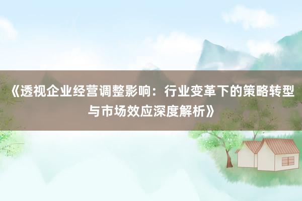 《透视企业经营调整影响：行业变革下的策略转型与市场效应深度解析》