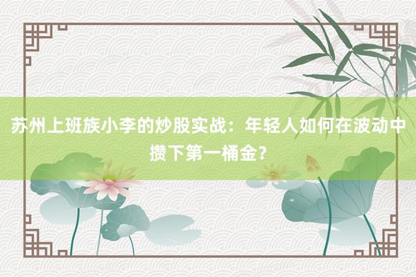 苏州上班族小李的炒股实战：年轻人如何在波动中攒下第一桶金？