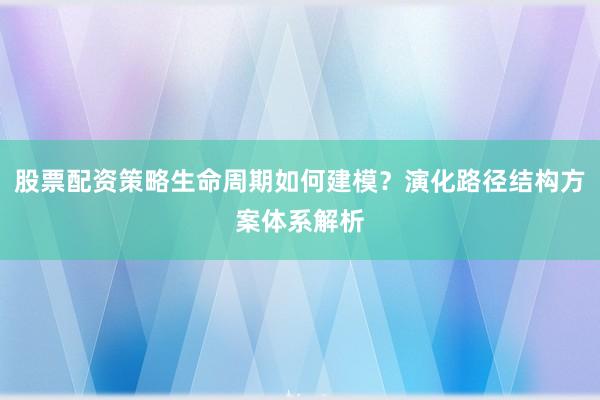 股票配资策略生命周期如何建模？演化路径结构方案体系解析